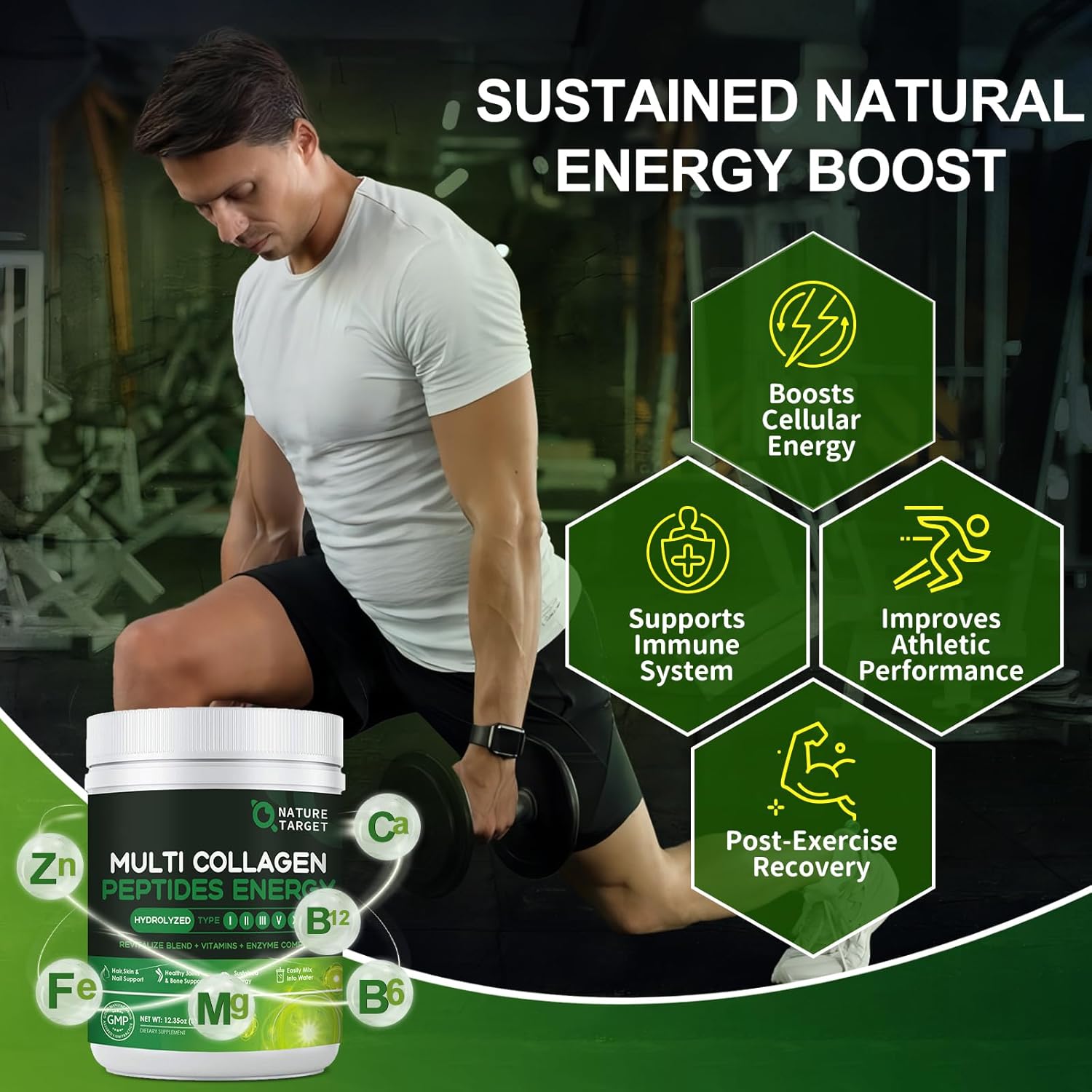 Hydrolyzed collagen peptides continuously boost your energy.