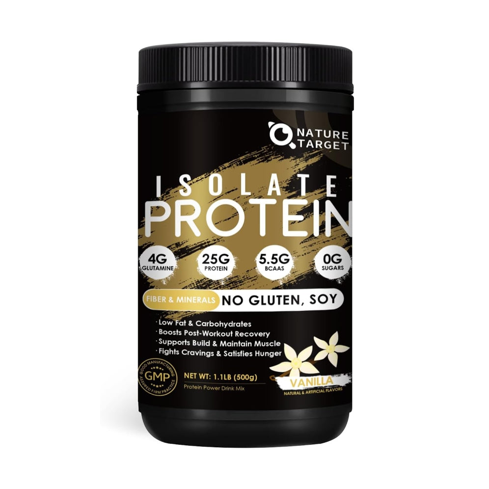 Isolate Whey Protein Powder Vanilla, 25g Protein Low Carb Sugar-Free & Gluten-Free